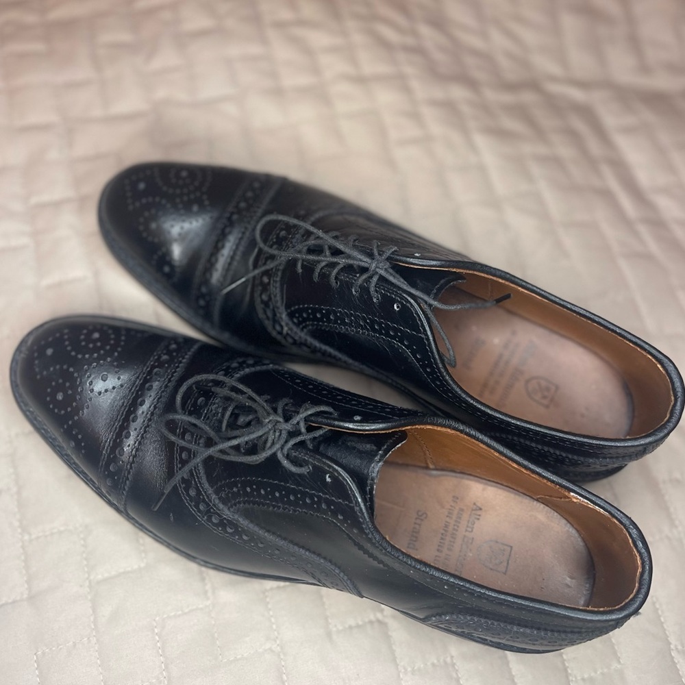 Mens Allen Edmonds Strand Black Leather Cap Toe Dainite Oxford Dress Shoes 8B